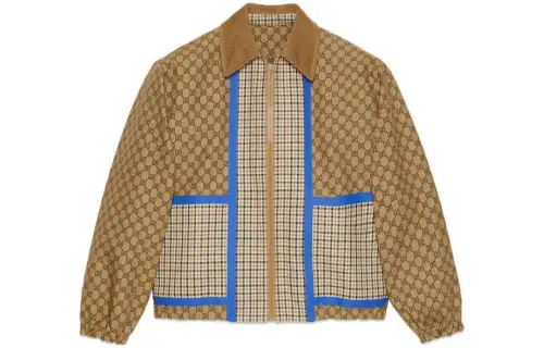 GUCCI Reversible Checked Cotton Jacket Jackets & Coats Men's Brown