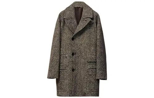 HERMES Coats Men's Brown Lapel Moderate Straight Fit