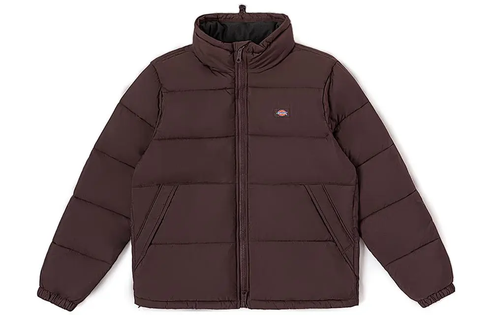 Dickies Puffer Jackets Men's Dark Chocolate Brown Stand Collar Moderate Other