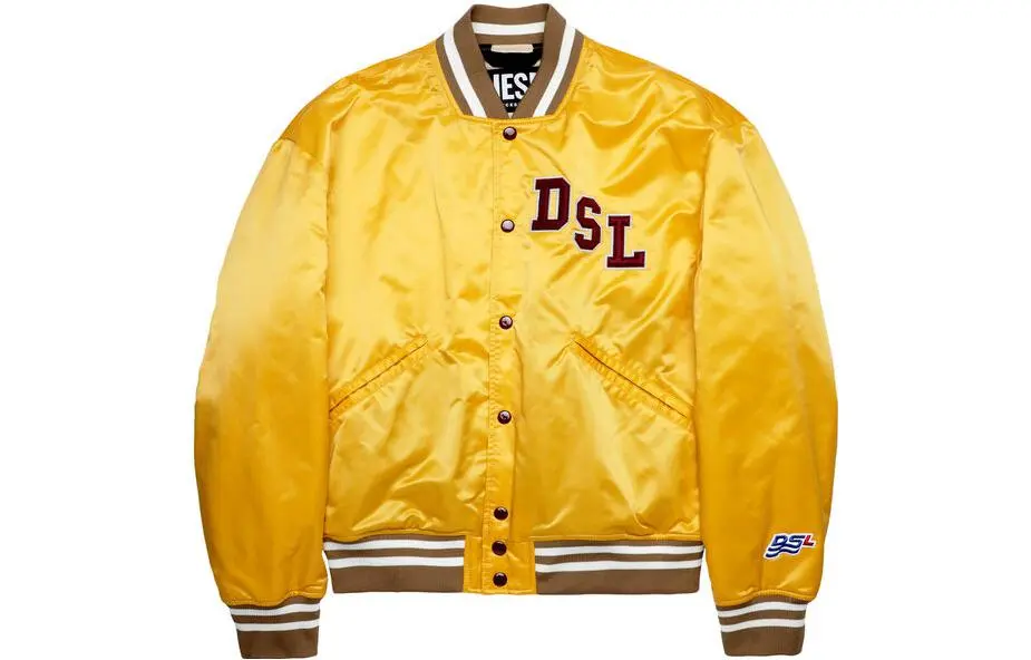 DIESEL Baseball Jackets Men's Yellow Baseball Collar Moderate Straight Fit