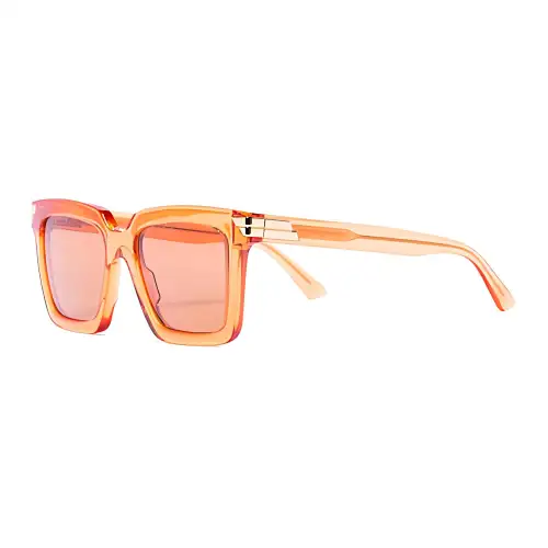 Bottega Veneta Plate Frame Square Sunglasses Women's Orange