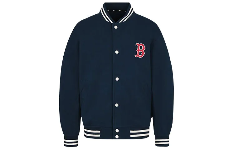 MLB Boston Red Sox Letterman Varsity Baseball Jackets Unisex Boston Red Sox Navy Blue Baseball Collar Moderate