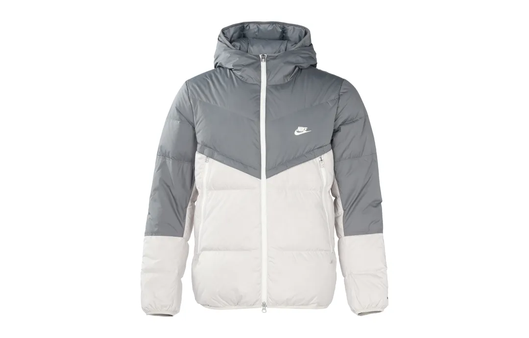 Nike Down Jackets Men's Gray Hooded Moderate Quilted Down Jacket