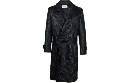 SAINT LAURENT Quilted Wrap Midi Coat