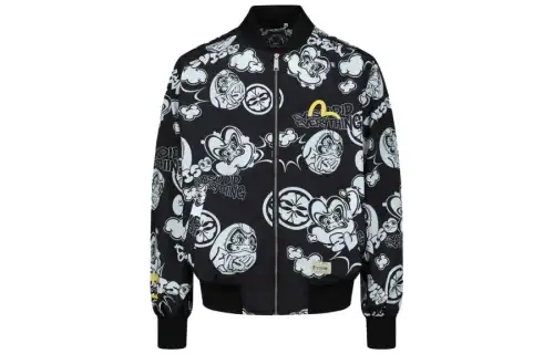 EVISU Jackets Men's Black Baseball Collar Moderate Other