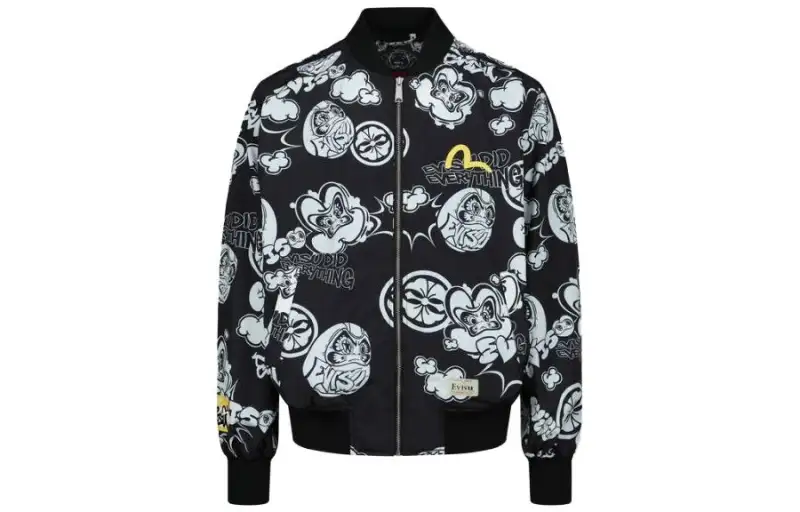 EVISU Jackets Men's Black Baseball Collar Moderate Other