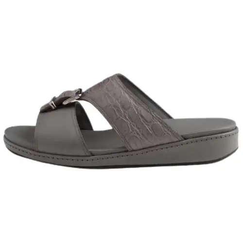 PRADA Saffiano Slide Slippers Men's Gray