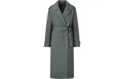 UNIQLO Coats Unisex Dark Green Lapel Moderate Straight Fit