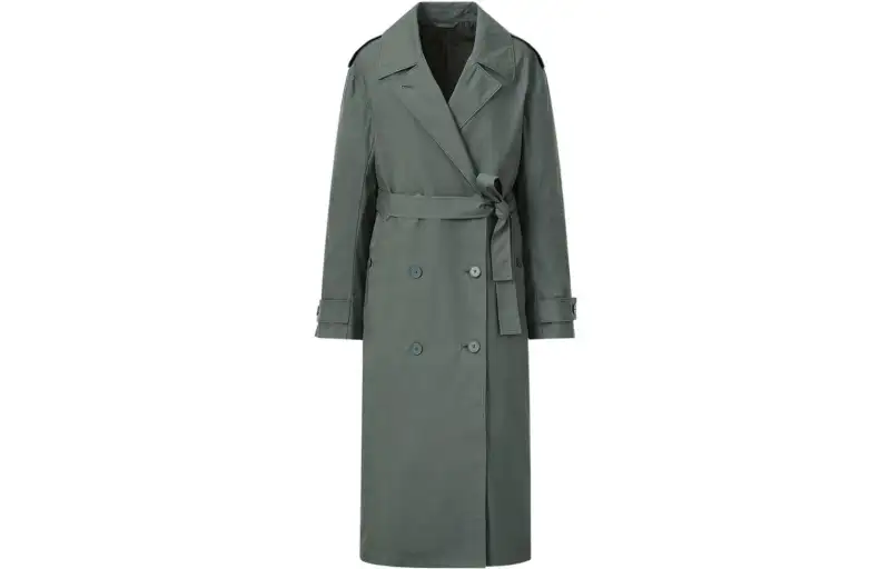 UNIQLO Coats Unisex Dark Green Lapel Moderate Straight Fit