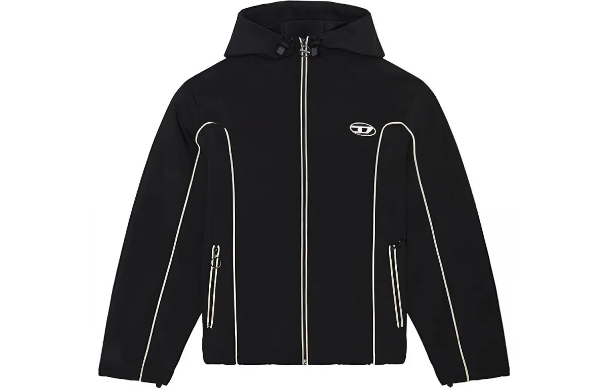 DIESEL Jackets Men's Black Hooded Moderate Other