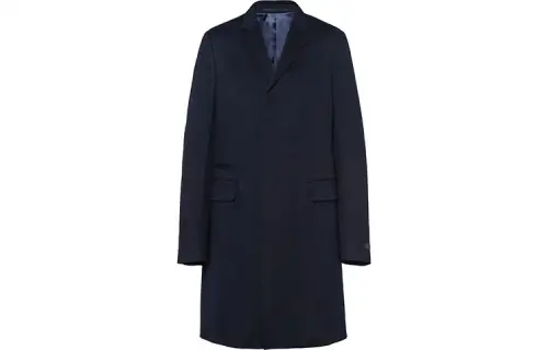 PRADA Coats Men's Blue Suit Collar Moderate Straight Fit