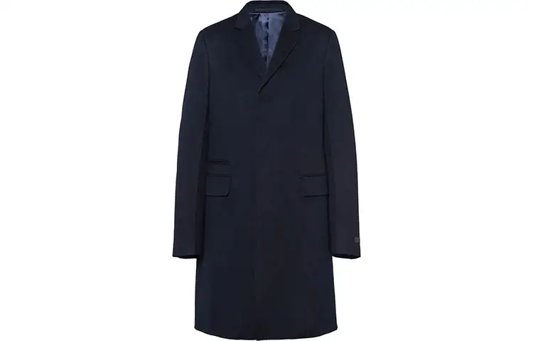 PRADA Coats Men's Blue Suit Collar Moderate Straight Fit