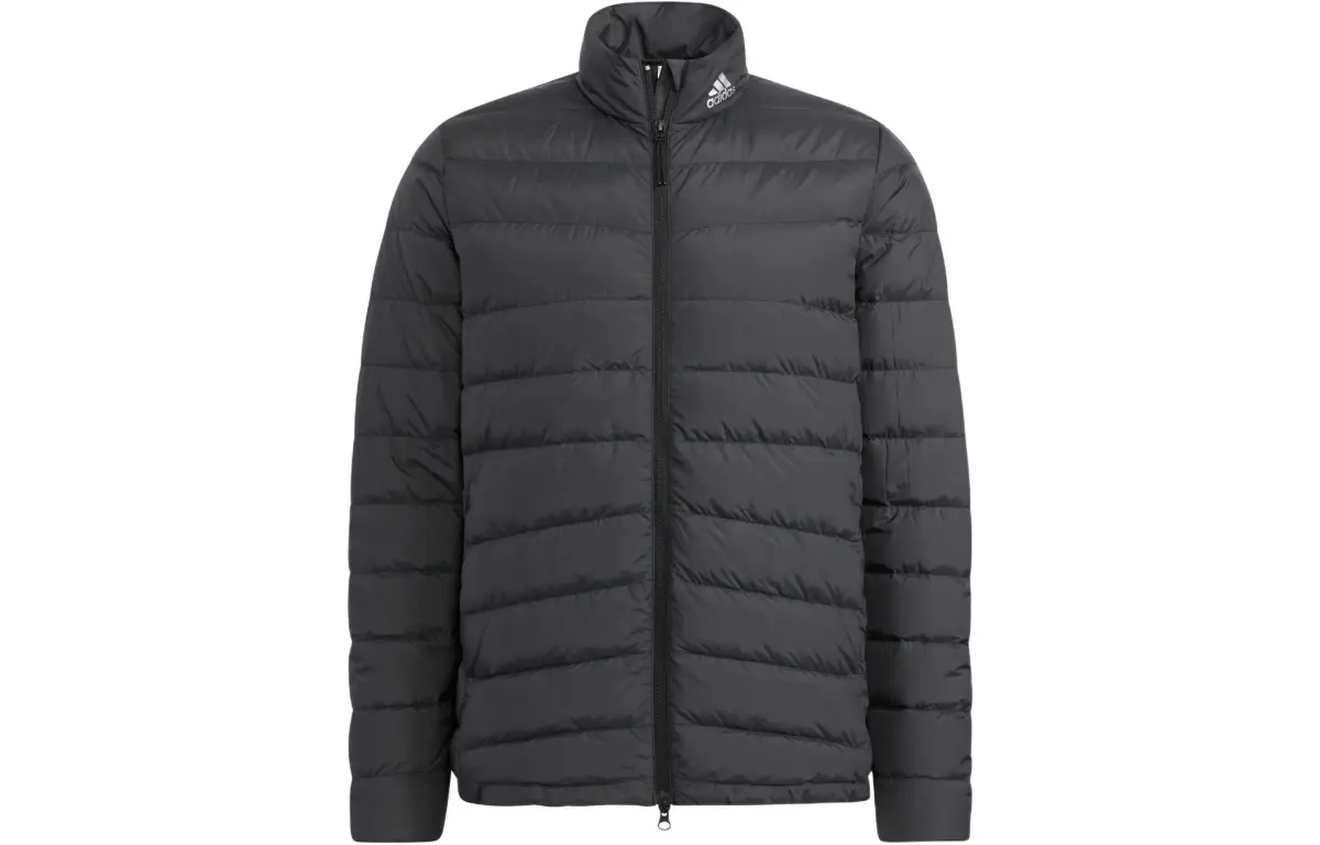 Adidas Down Jackets Men's Black Stand Collar Moderate Straight Fit