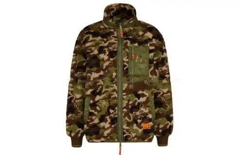EVISU Velvet Jackets Men's Camouflage Stand Collar Moderate