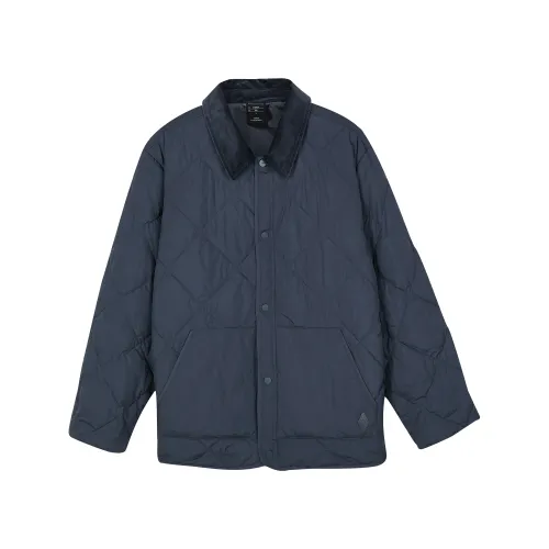 Skechers Puffer Jackets Men's Ink Gray/00W5 Lapel Moderate Puffer Jacket