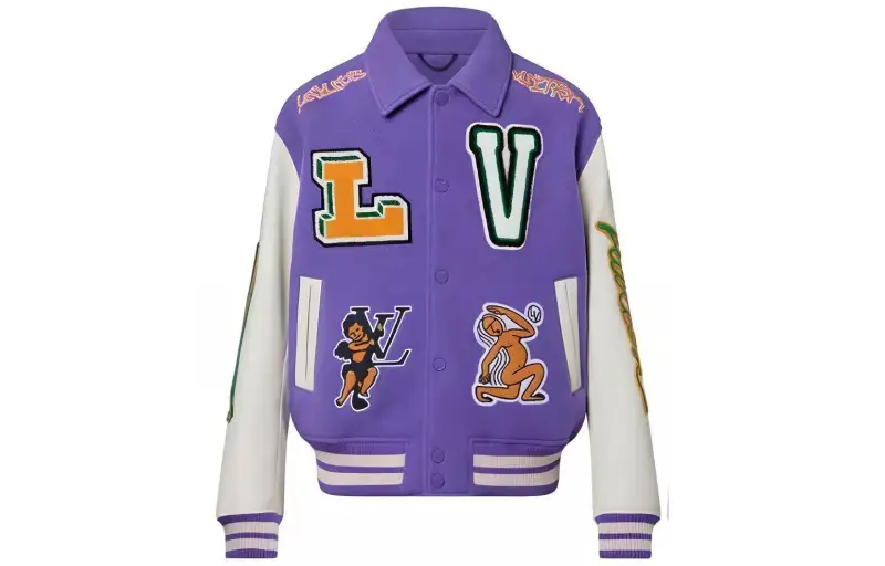 Louis Vuitton 2010s multi-patch leather varsity jacket