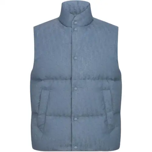 DIOR Vests Men's Blue Stand Collar Moderate Other