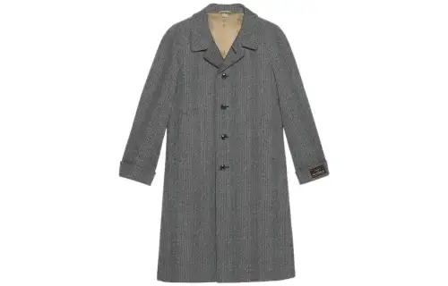 GUCCI Single Breasted Houndstooth Checked Coat