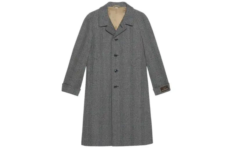 GUCCI Single Breasted Houndstooth Checked Coat