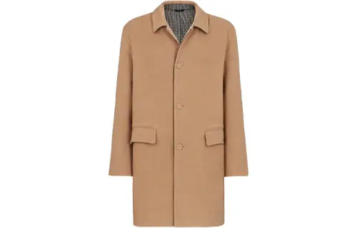 FENDI Coats Men's Light Umber Lapel Moderate Straight Fit