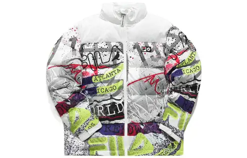 FILA FUSION Down Jackets Men's White Base Phantom Stand Collar Without Hood Thickened