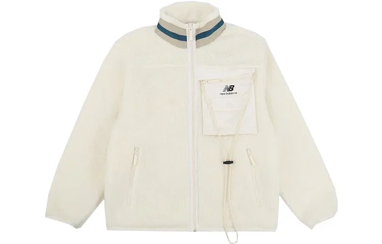 New Balance Lifestyle Casual Collection Velvet Jackets Unisex White Stand Collar Moderate