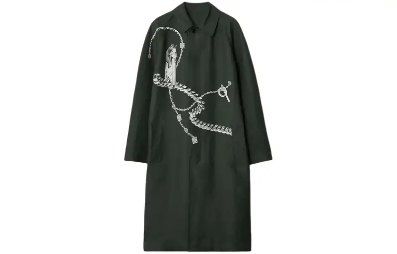 Burberry Coats Men's Black Lapel Moderate Straight Fit