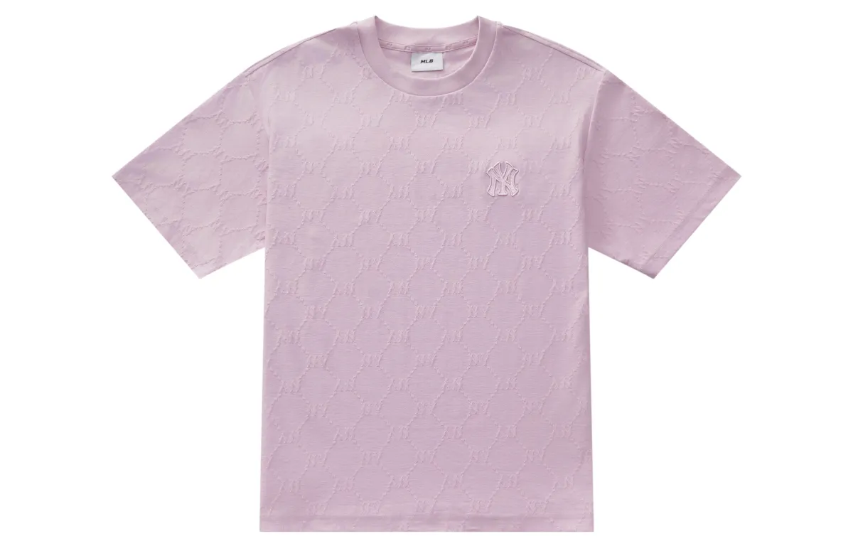 MLB MONOGRAM SS25 T Shirt Unisex Heather Gray Pink