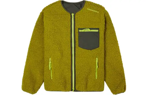 Converse Velvet Jackets Unisex Green Crew Neck Moderate