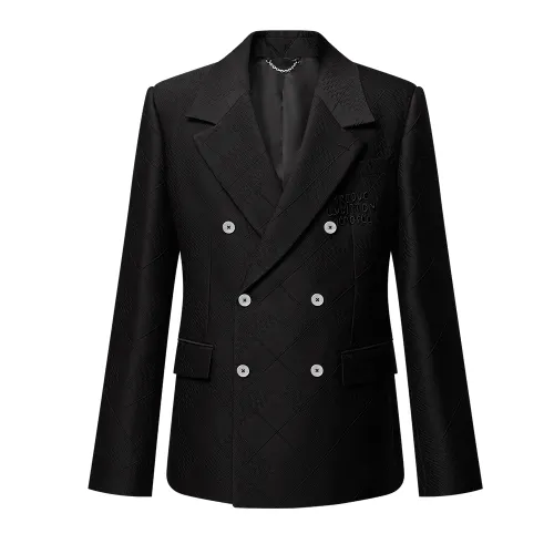 LOUIS VUITTON Double Breasted Wool Silk Blend Tailored Jacket