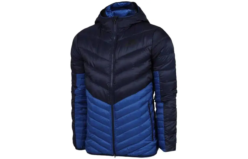 Nike Down Jackets Men's Blue Black Hooded Moderate Other