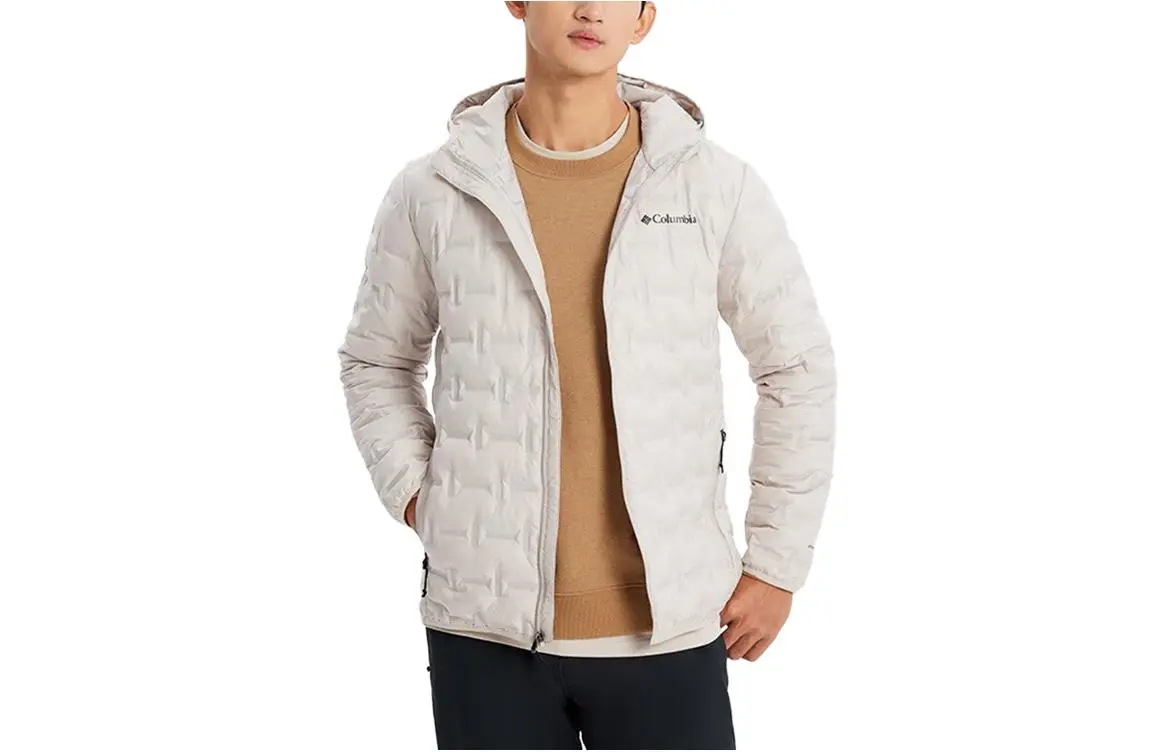 Columbia Delta Ridge Down Jackets Unisex Ecru Hooded Moderate Other