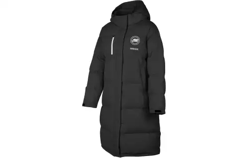Skechers Down Jackets Women's Carbon Black Hooded Moderate Quilted Down Jacket
