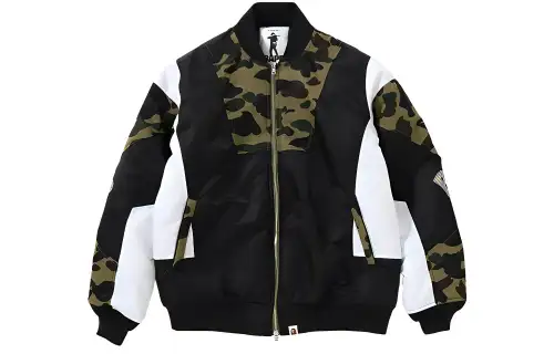 A BATHING APE Bape Down Jackets Men's Green Hooded Thickened Down Shirt Jacket