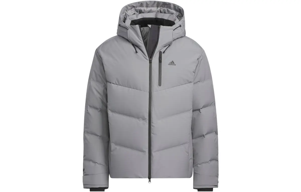 Adidas Down Jackets Unisex Gray Hooded Moderate Down Jacket