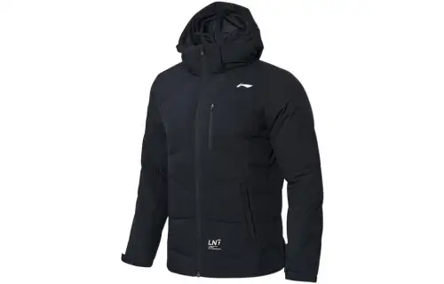 Li Ning Down Jackets Men's Black Hooded Thickened Down Jacket