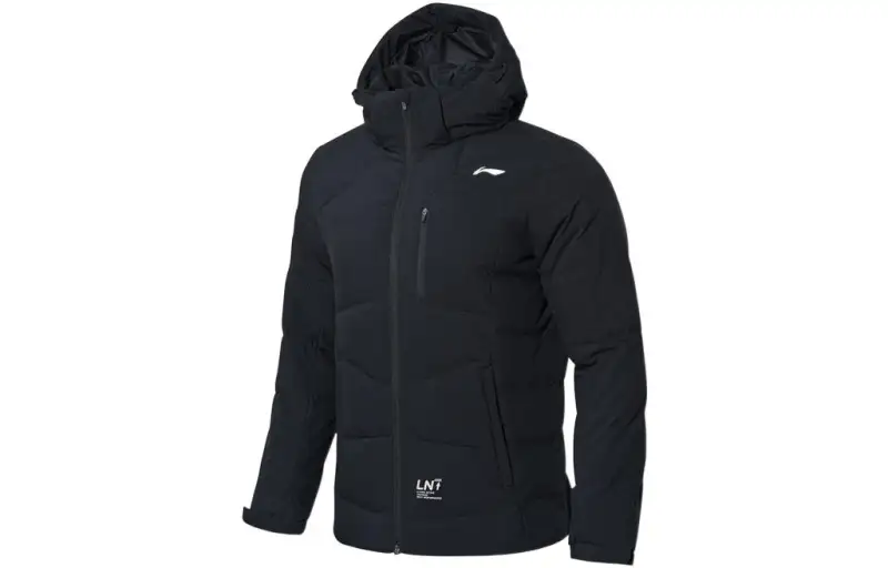 Li Ning Down Jackets Men's Black Hooded Thickened Down Jacket