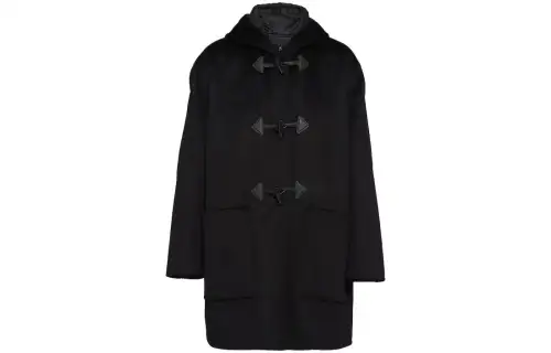 PRADA Coats Men's Black Hooded Moderate Straight Fit