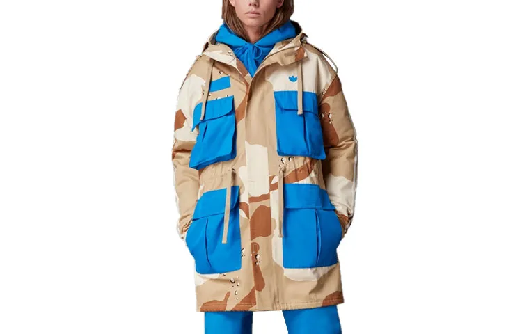 Adidas Jackets Men's Khaki Hooded Thickened Workwear