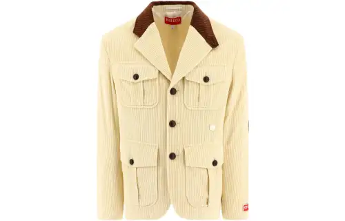 KENZO Jackets Men's Beige Lapel Moderate Other