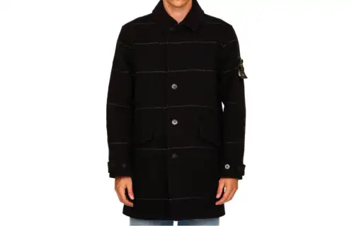STONE ISLAND Coats Men's Black Lapel Moderate