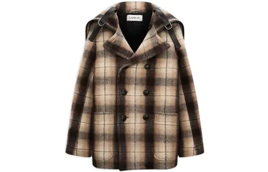 Lanvin Coats Men's Beige Lapel Moderate Straight Fit