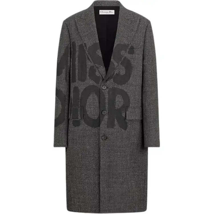 DIOR Coats Men's Gray Lapel Moderate