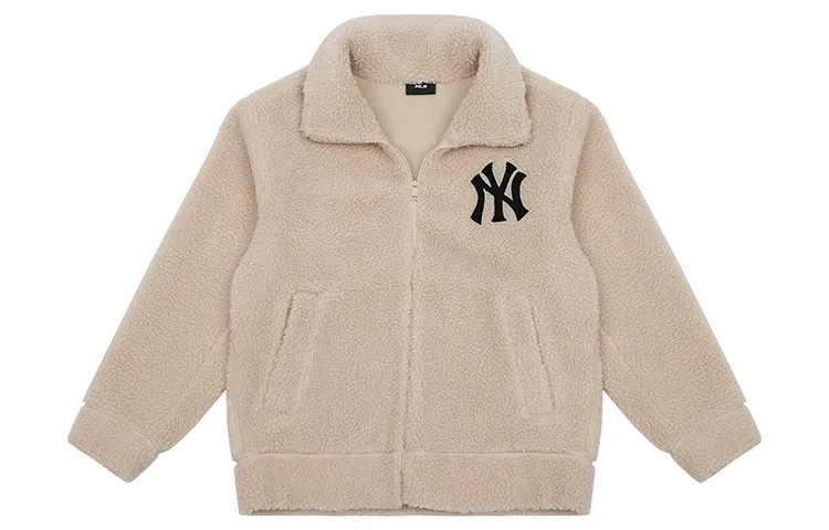 MLB Basic Logo Velvet Jackets Unisex Camel Lapel Thickened