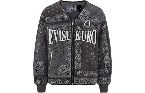 EVISU Velvet Jackets Men's Gray Collarless Moderate