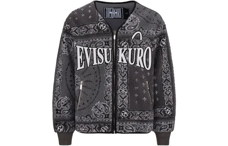 EVISU Velvet Jackets Men's Gray Collarless Moderate