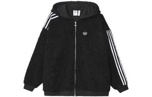 Adidas Originals Velvet Jackets Women's Black Hooded Moderate