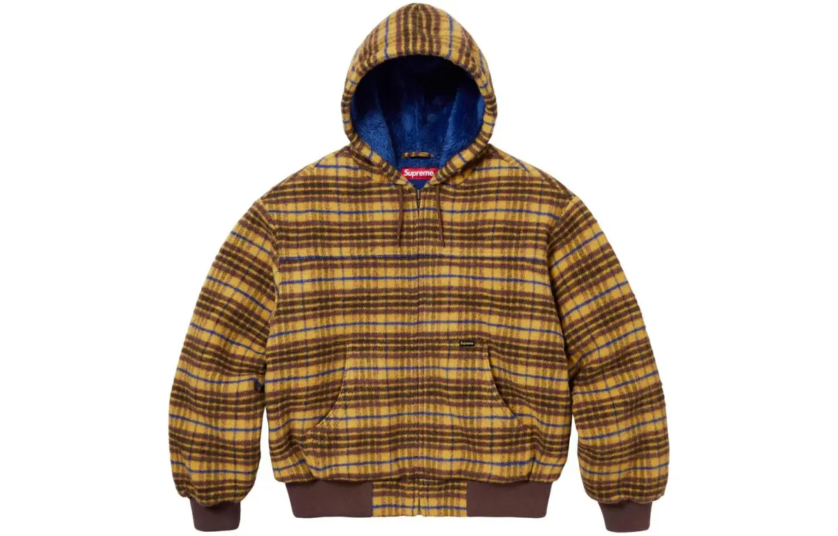 Supreme Plaid Wool Hooded Work Jacket