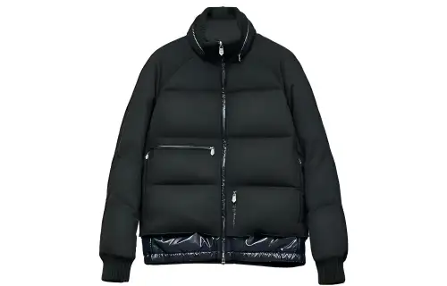 HERMES Down Jackets Men's Army Green Stand Collar Moderate