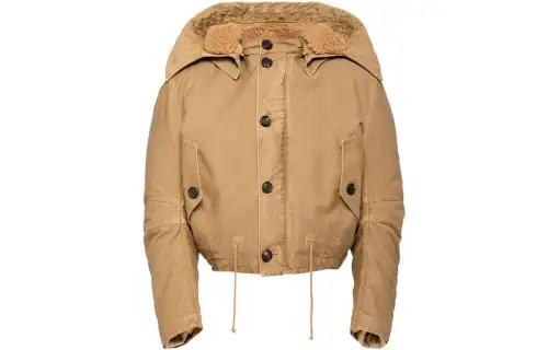 PRADA Jackets Men's Brown Hooded Detachable Moderate Other
